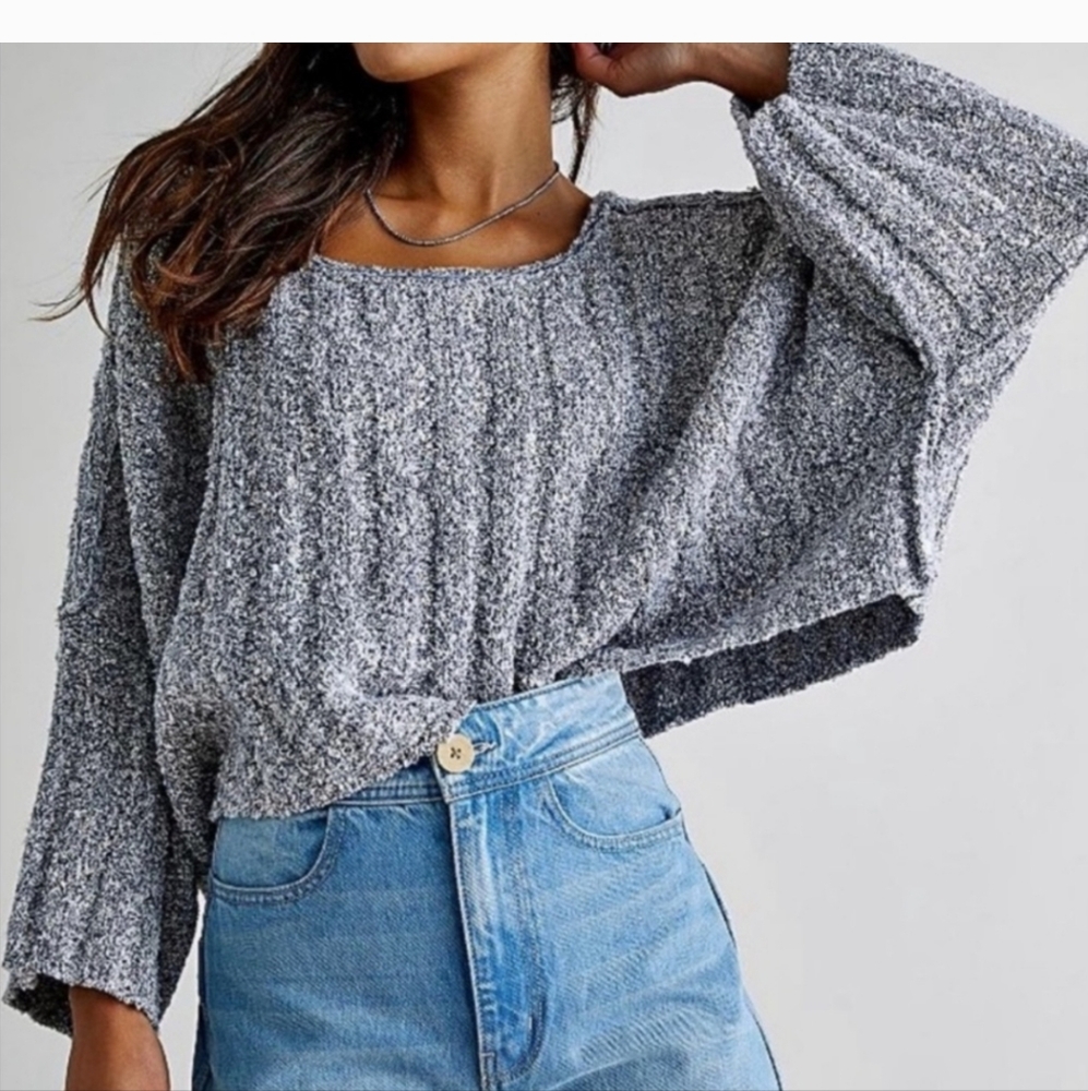Free People Good Day SP Cropped Pullover Oversized Sweater